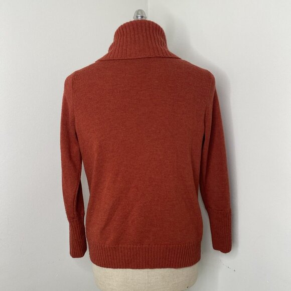 Elena Solano Cowl Neck Wool Sweater Burnt Orange Sz 1X Long Sleeve Tunic - Picture 7 of 8